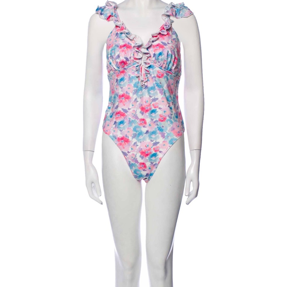 LoveShackFancy floral swimsuit